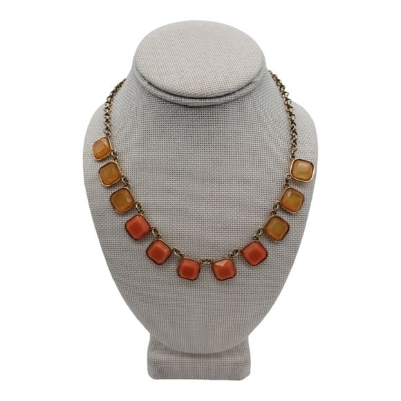 Statement Necklace in Coral/Autumn Brown OS Goldtone Hardware - Picture 3 of 9